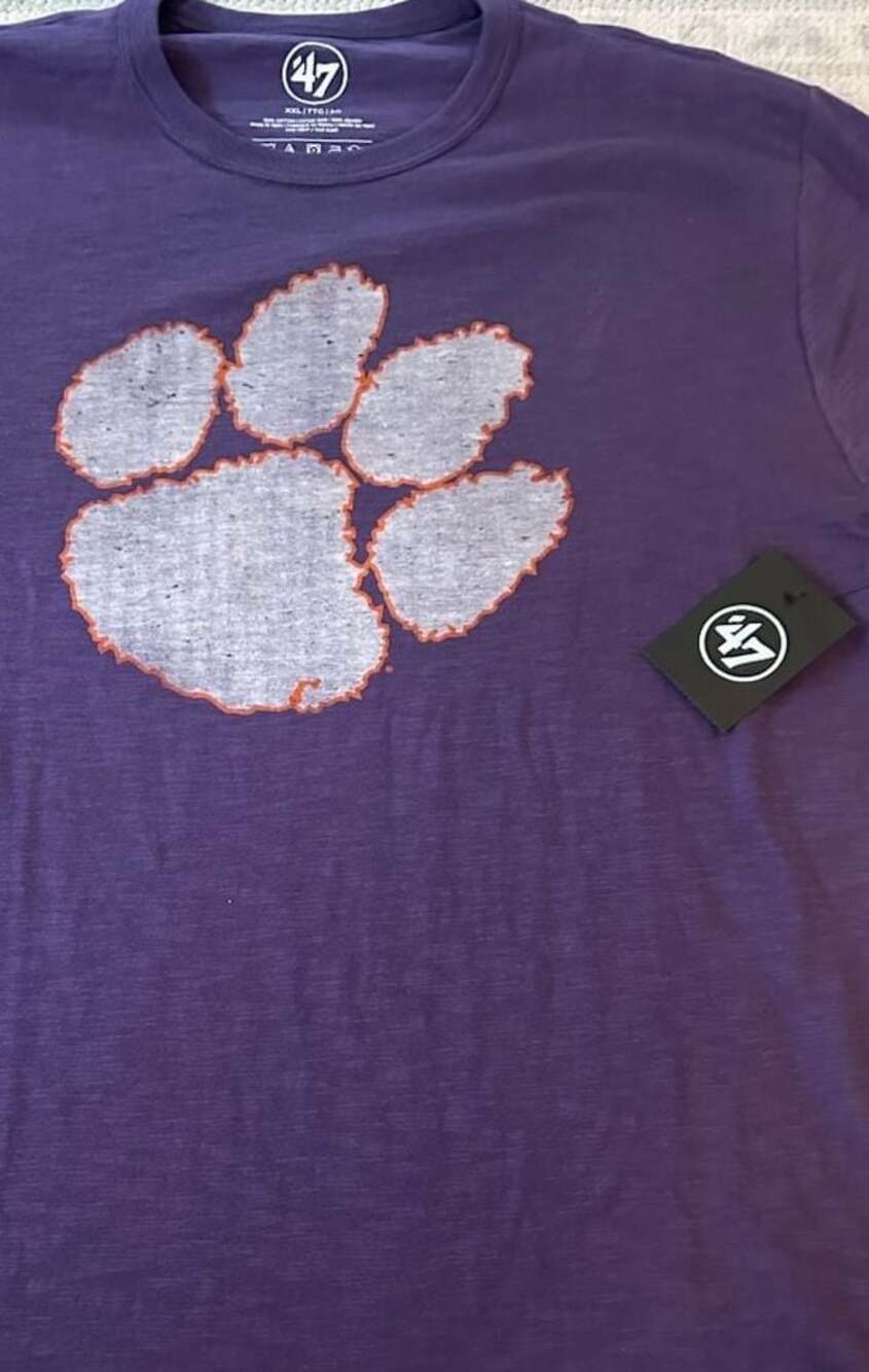 NWT Clemson Tigers 47 Brand XXL ($46) Grit Scrum T-Shirt in Purple - Picture 2 of 7